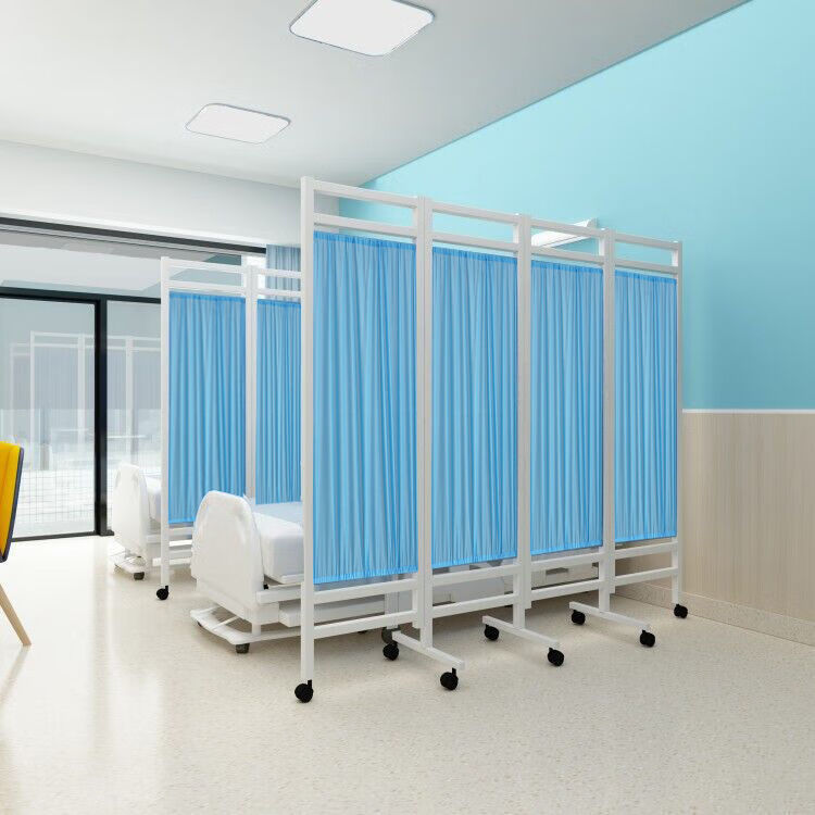 屏风隔断折屏医院卫生室诊所美容院按摩移动折叠推拿带轮屏风 蓝色 七