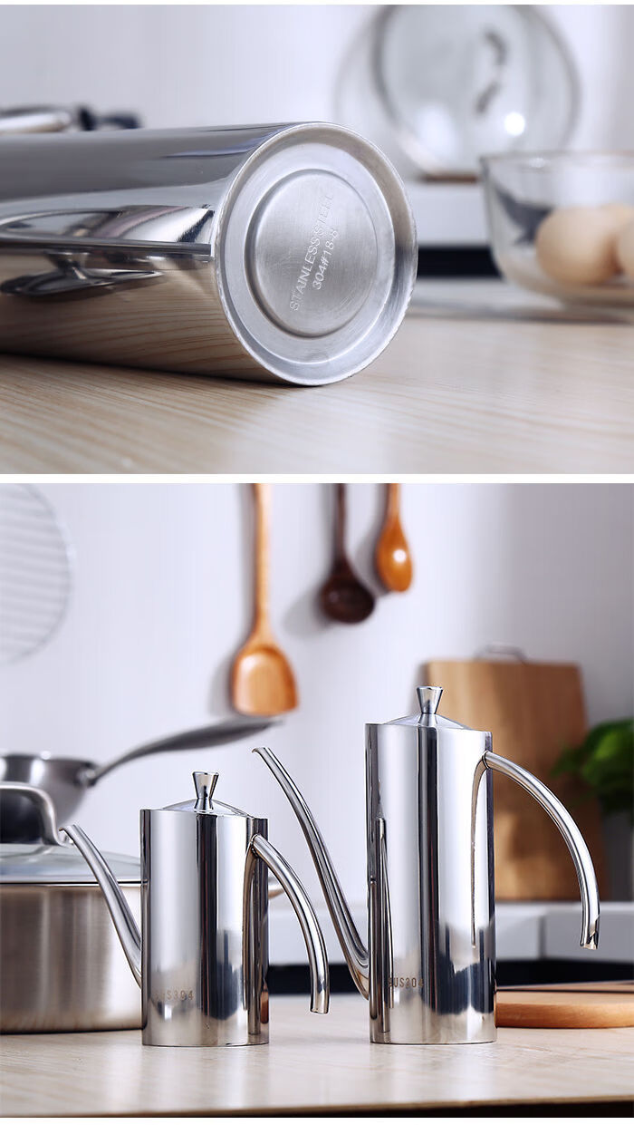 油壶不挂油 防漏摔304不锈钢油壶大号容量储装酱油瓶罐家用厨房用品