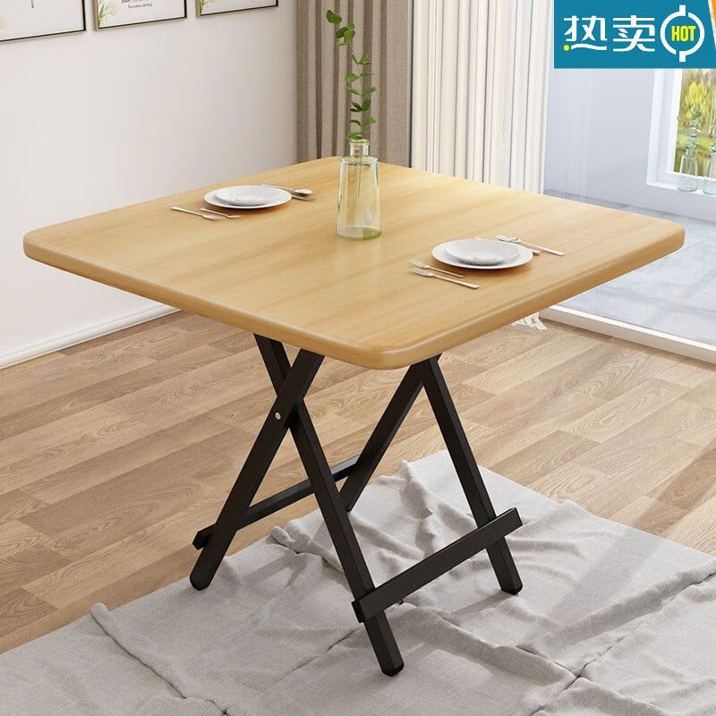 可折叠吃饭桌子餐桌椅小户型出租房饭店简易便携方桌4人家用饭桌小号