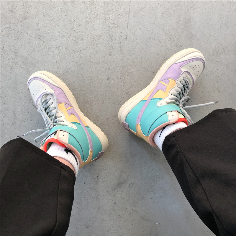 shui@高帮马卡龙板鞋ins超火百搭街拍学生韩版ulzzang运动鞋潮2019