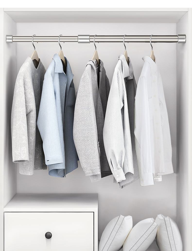 衣柜内挂衣杆不锈钢伸缩杆晾衣杆衣橱衣通架子法兰座固定横杆配件