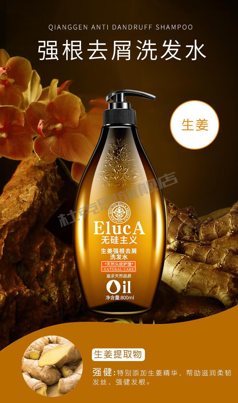 艾格丽生姜洗发水无硅茶籽无患子强根去屑止痒健发清爽洗发露男女通用