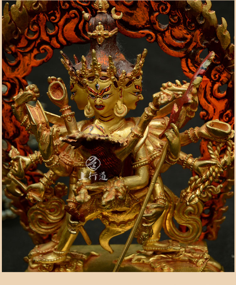 上行道胜乐金刚护法像尼泊尔紫铜手工鎏金藏传佛堂密宗佛像摆件不含