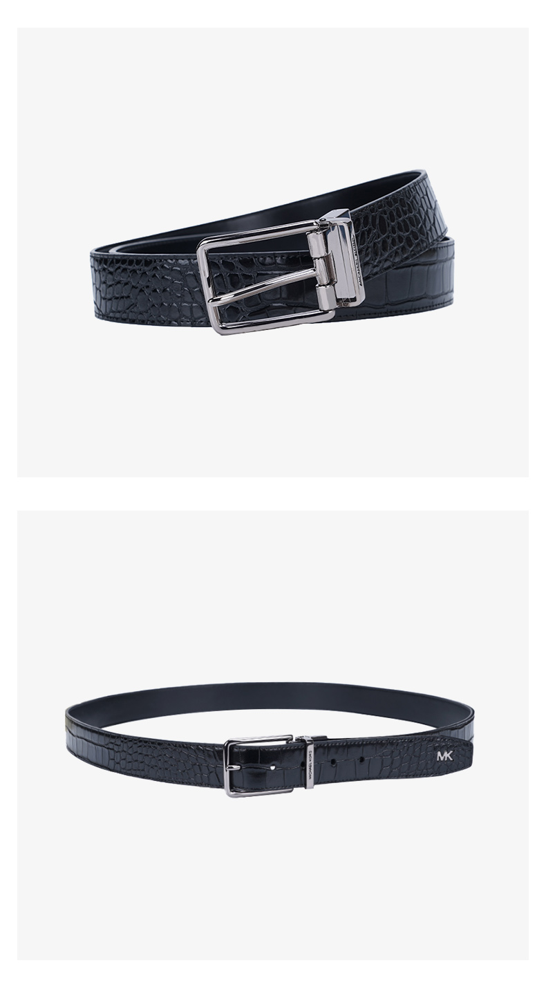 送男友michaelkorsmk男士休闲简约针扣腰带黑色