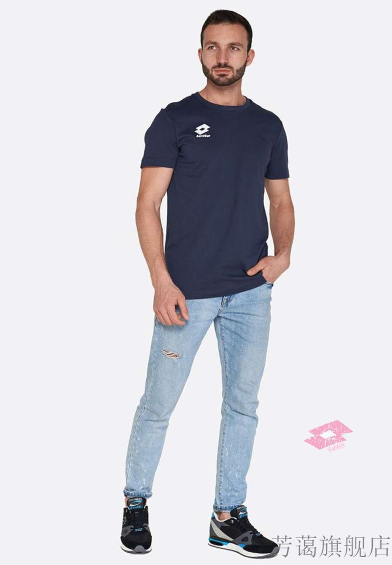 乐途t恤lotto轻薄透气男子运动半速干轻薄训练短袖t恤 60%棉快干排汗