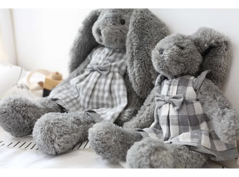 迪士尼北欧田园穿衣公仔毛绒玩具灰兔玩偶女孩居风布娃娃生日礼物ins