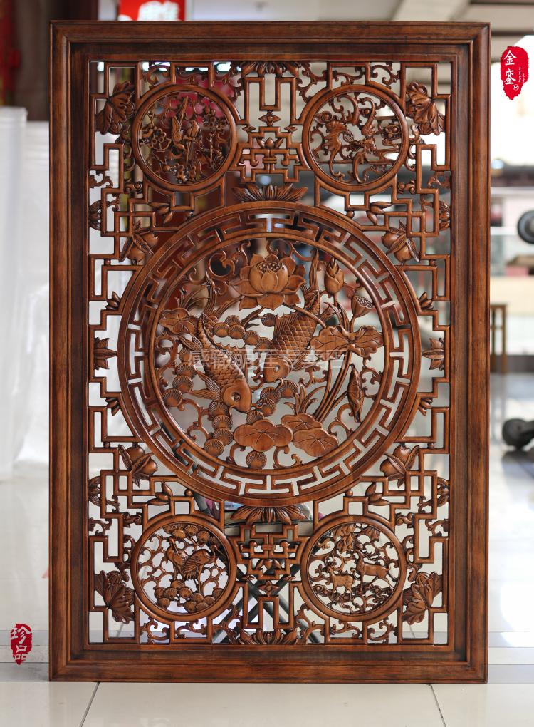 木雕挂画 中国风现代东阳木雕挂件樟木装饰画工艺品中式客厅卧室玄关