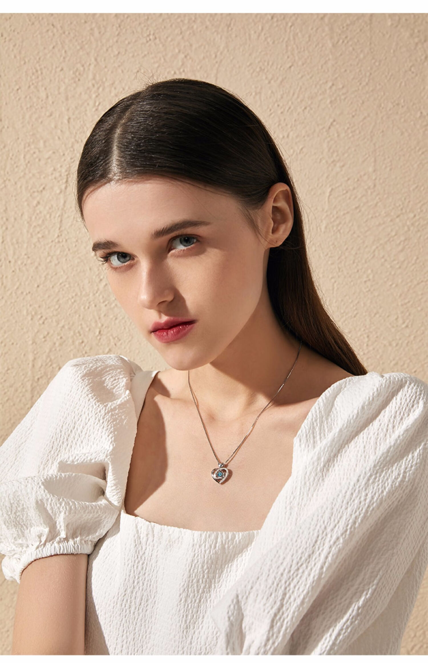 阿辽莎925银跳动的心项链女锁骨链吊坠女时尚气质简约玫瑰金色银项链