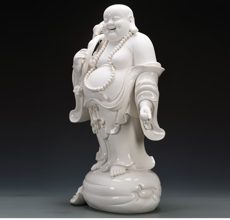 珠筠 元宝弥勒陶瓷摆件 陶瓷弥勒佛大肚佛笑佛佛像摆件家用供奉客厅