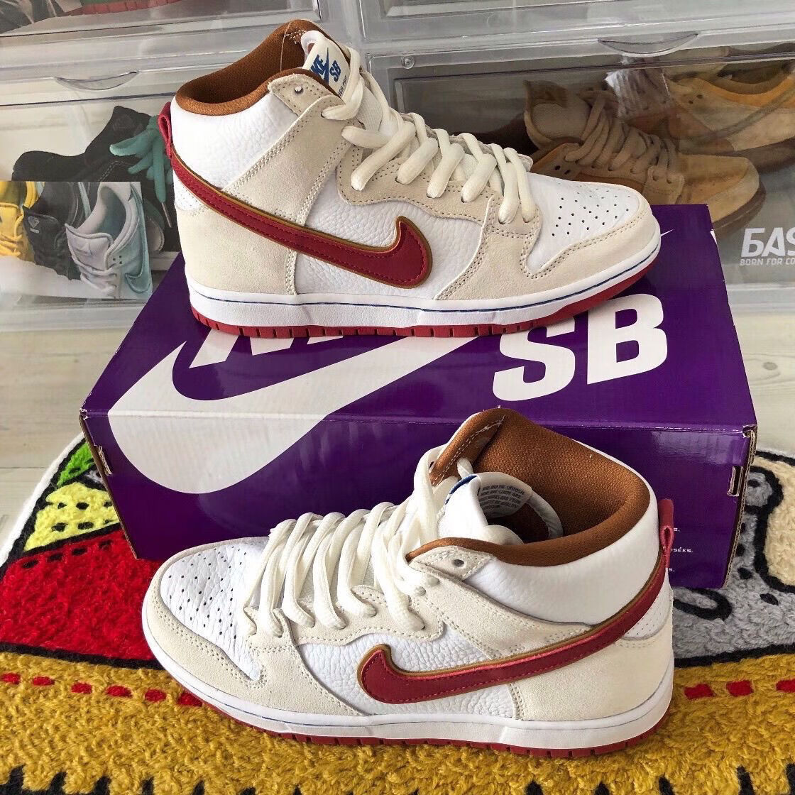 sb新款 dunk米白红勾高帮运动鞋男女滑板鞋韩版学生时尚百搭潮鞋 sb