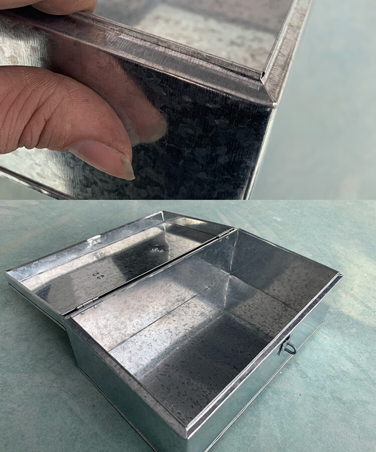 带锁铁盒金属收纳箱钱箱铁箱子白铁加盖加厚工具箱大号手工箱储物盒