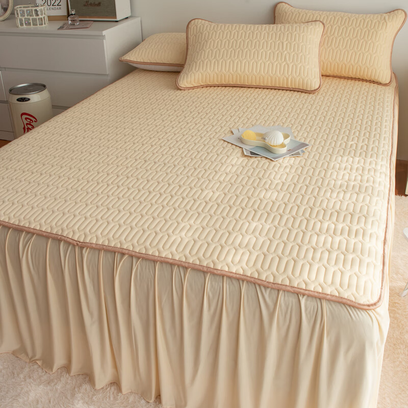 床裙款乳胶凉席三件套可水洗夏天冰丝软席子单双人宿舍空调席夏季月光