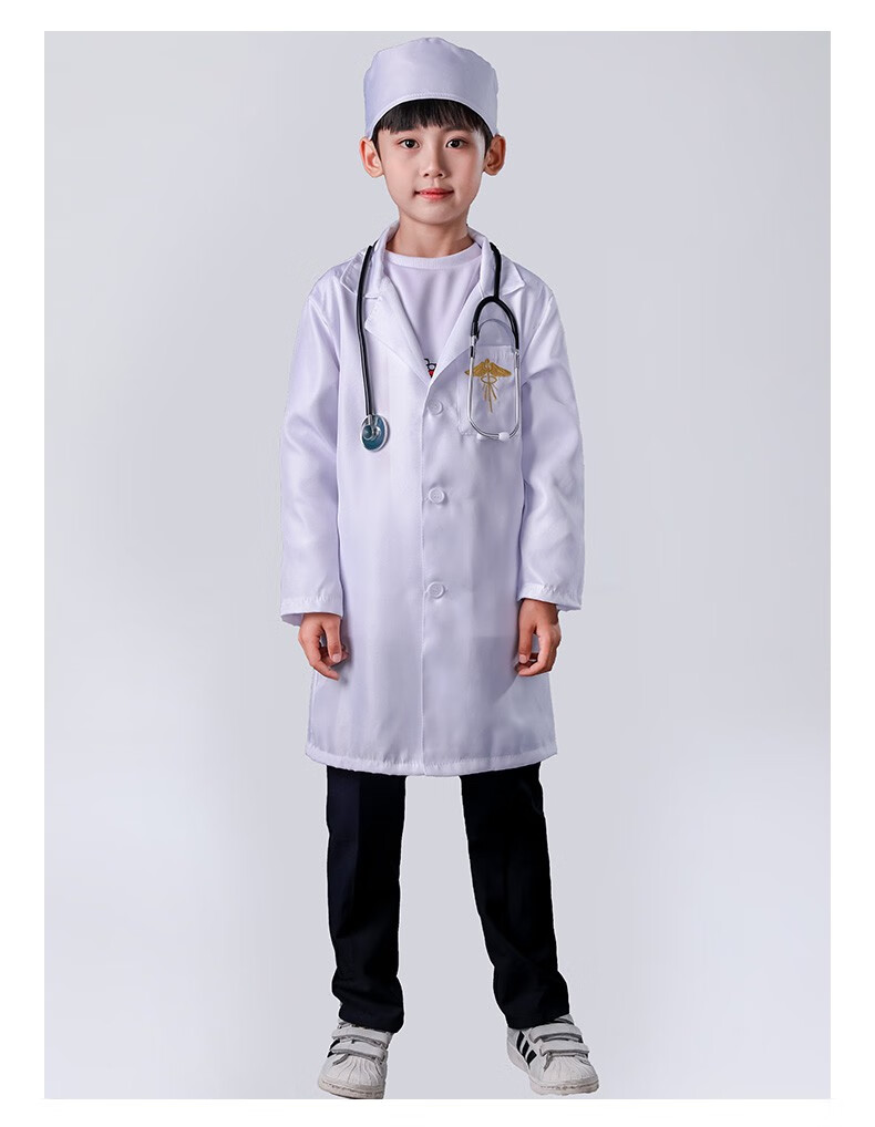 六一儿童医生服装女幼儿园角色扮演工作服套装白大褂男演出服粉服帽子