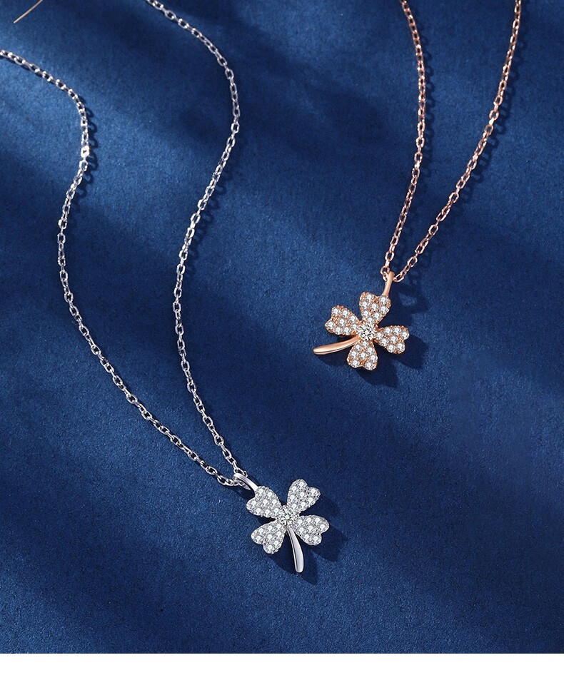 夏尔维纳轻奢品牌配送证书s925银四叶草项链女士款时尚潮流轻奢小众