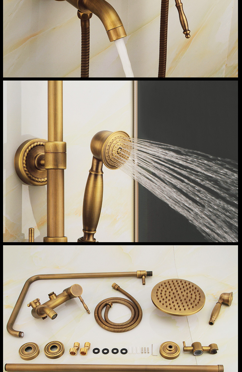 古铜色复古全铜淋浴花洒套装卫生间仿古铜欧式淋雨喷头套装 a款