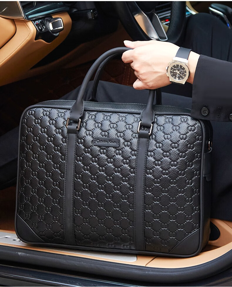 【生日礼物】cohnim kevin奢侈品真牛皮男士公文包大容量手提单肩斜跨