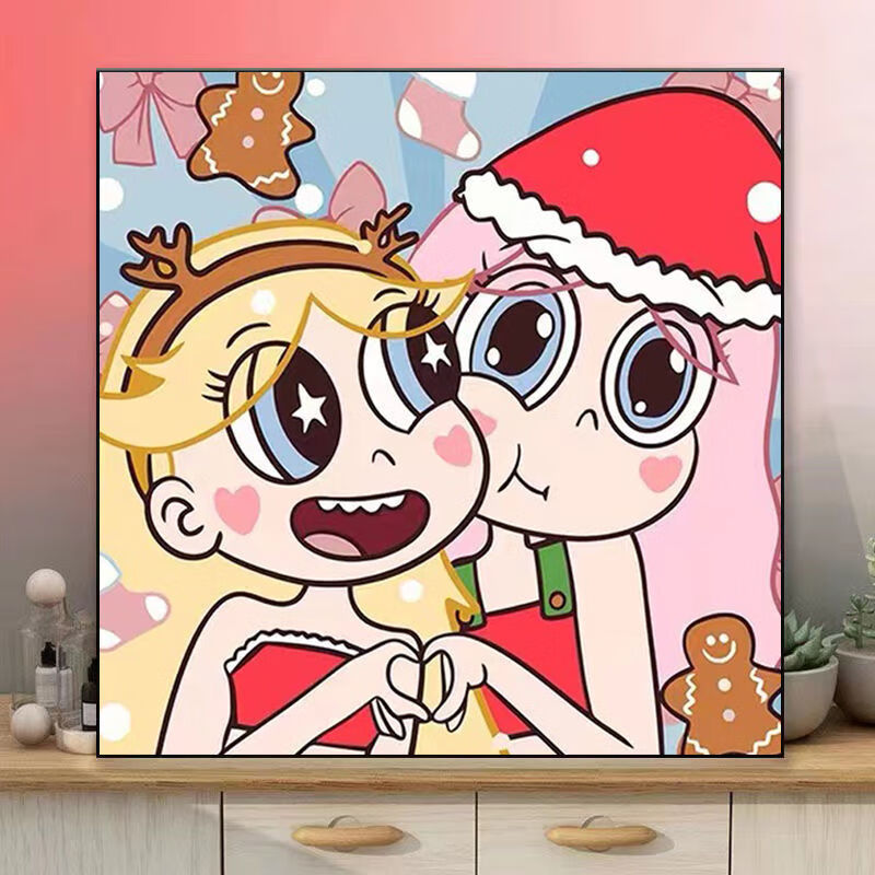 diy数字油画星蝶公主填色卡通生日快乐动漫情侣闺蜜治愈装饰礼物 星蝶