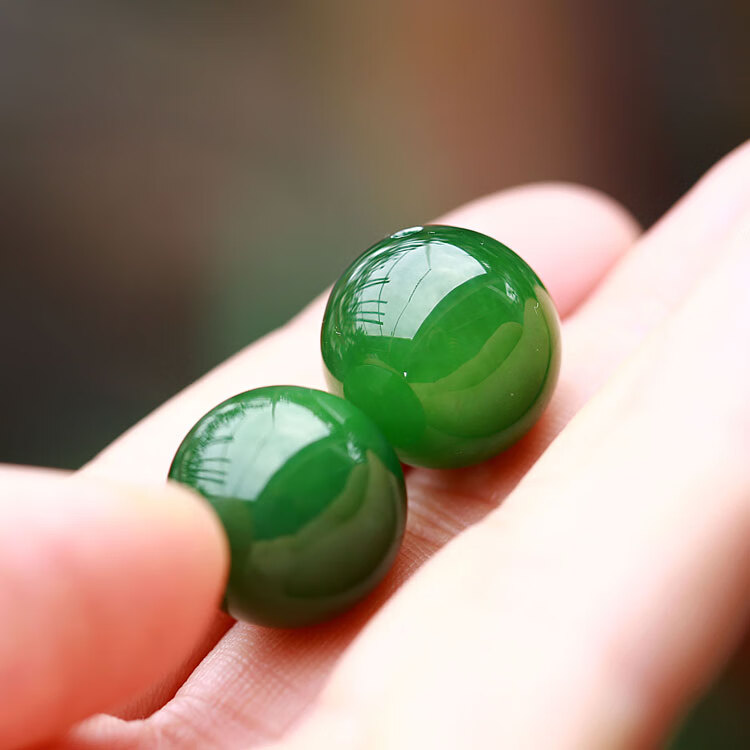 入古 原矿天然俄罗斯珠 菠菜绿 田玉单珠星月菩提diy多宝手串饰 绿