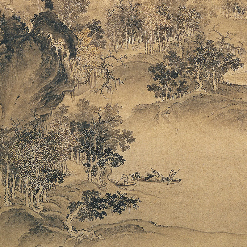 2022仿古画宋徽宗赵佶溪山秋色图古代山水风景复制真迹微喷宣纸装饰