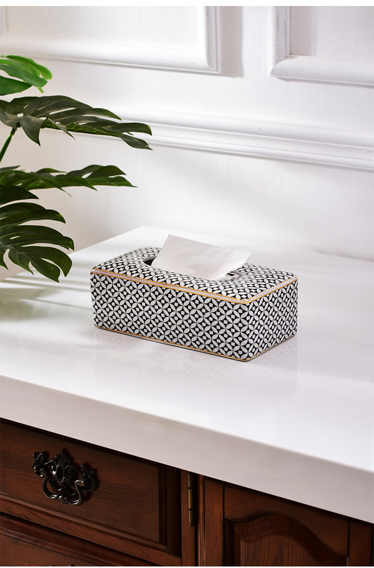 日式陶瓷纸巾盒陶瓷轻奢风格纸巾盒客厅茶几简约抽纸盒卷纸餐巾纸赛克