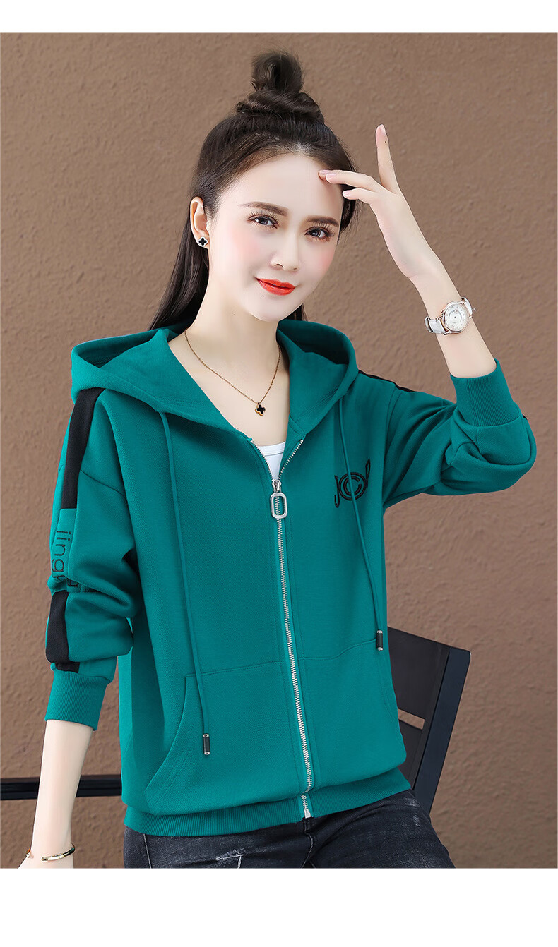 菲姿女装品牌同款秋薄款女士懒人卫衣秋款女装2022年新款开衫拉链上衣