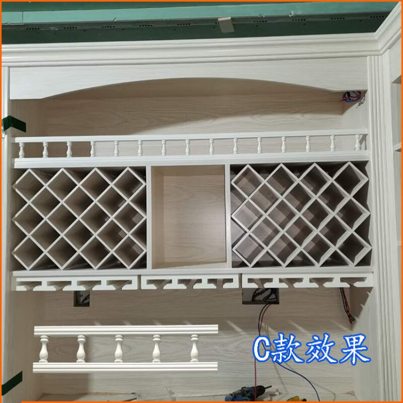 廊桥暖白色小柱子廊桥酒柜护栏小葫芦围栏柜体装饰配件实木栏杆a款