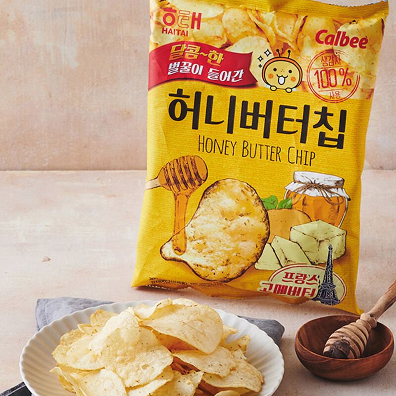 食方集韩国原装进口海太蜂蜜黄油薯片60g*5袋张艺兴同款薯片零食 蜂蜜