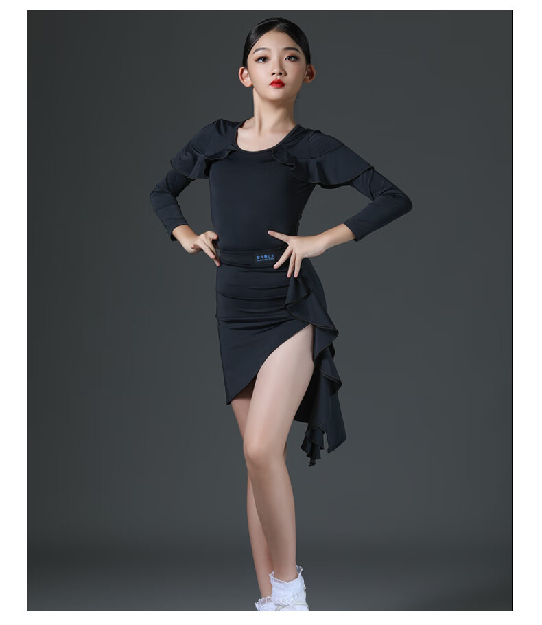 夏季少儿拉丁舞服装儿童半身裙新款拉丁舞服半身裙舞蹈短裙儿童表演服