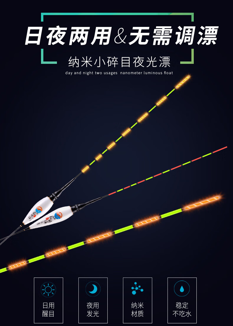 夜光漂高灵敏鲫鱼漂日夜两用超亮无影电子漂夜钓纳米鲤鱼浮漂水 日夜