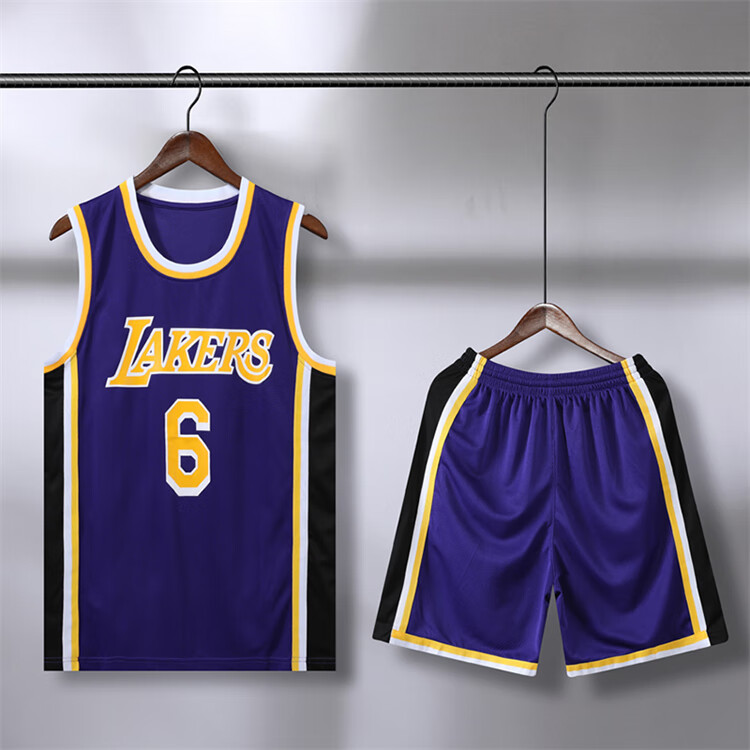 湖人队6号23号24号球衣篮网11号篮球服比赛训练服 湖人白色6号 l(高