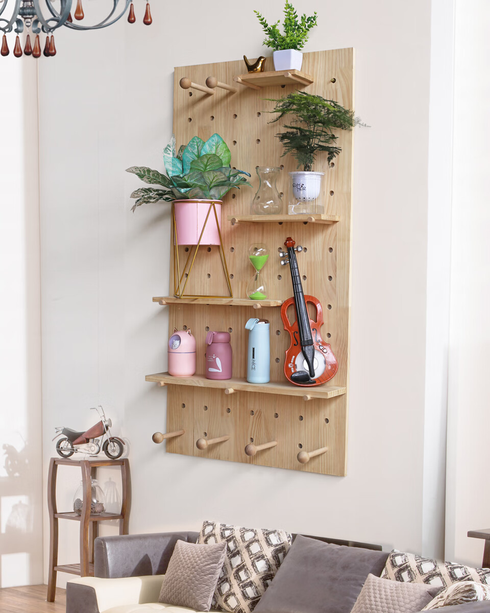 洞洞衣帽架板置物架定制墙上实木收纳壁挂客厅厨房书架木质隔板装饰墙