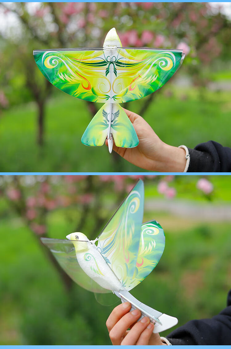 年末遥控感应电动飞鸟玩具仿真小鸟360度盘旋带灯升级版蓝色