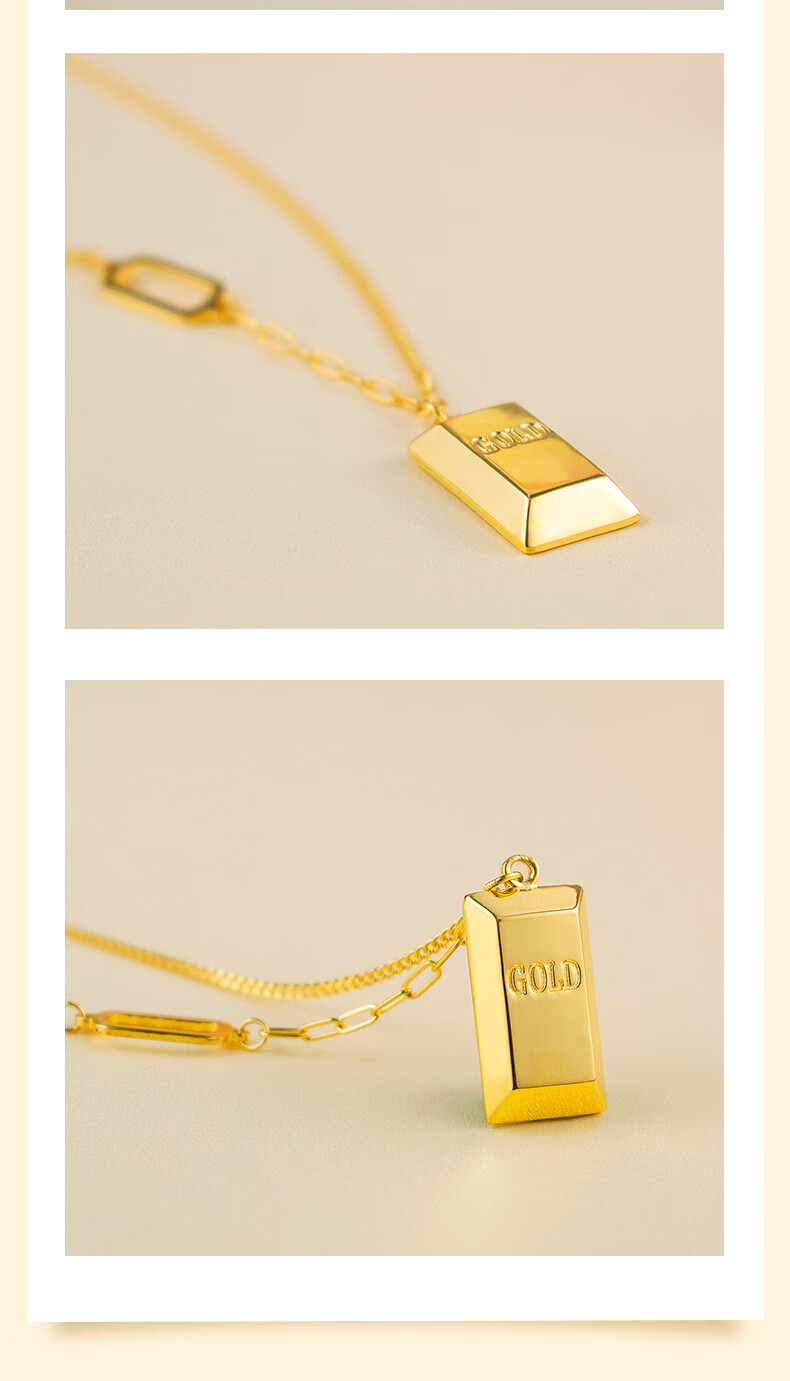 黄金项链女士款999足金小金条套链暴富金砖5g黄金链子计价 5.
