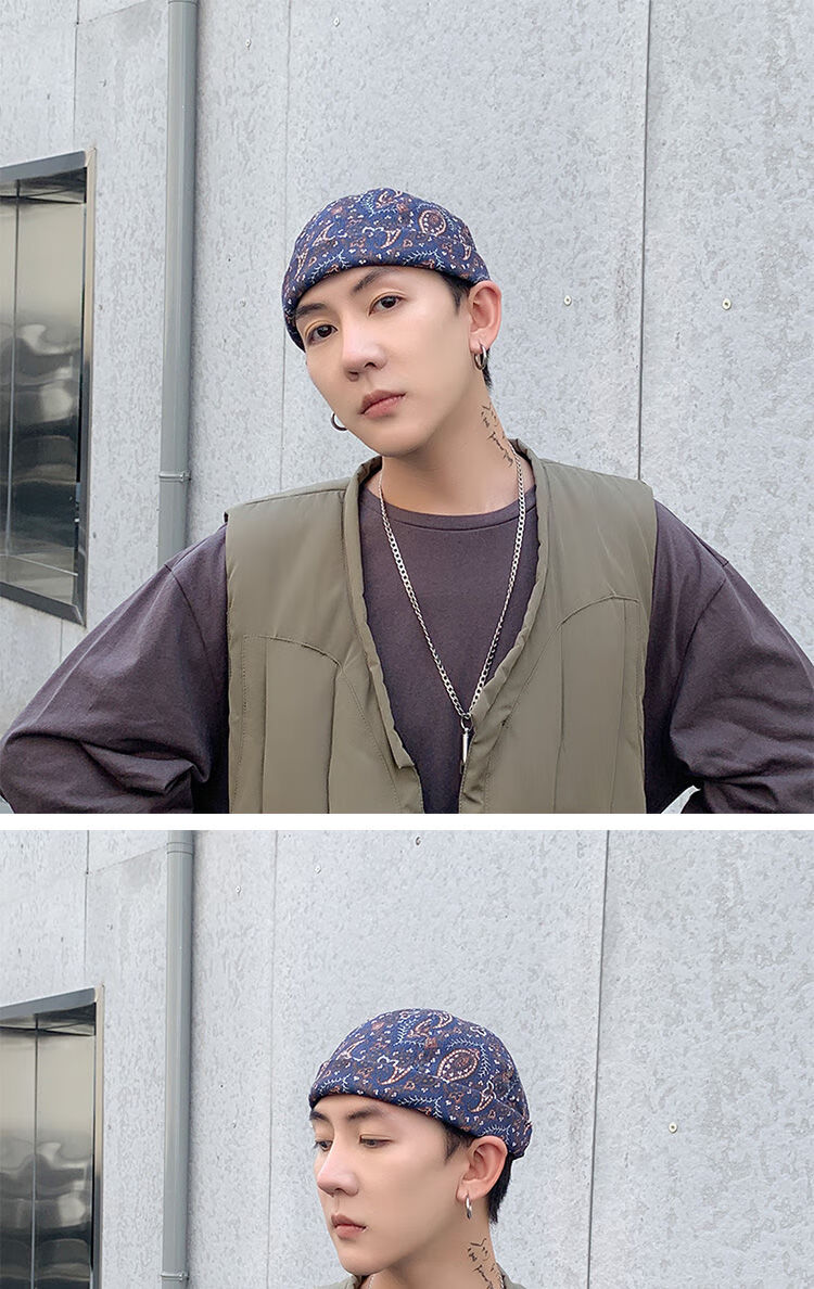 趣得地主帽男士日系腰果复古瓜皮帽男士四季贝雷雅痞帽子男潮人街头无