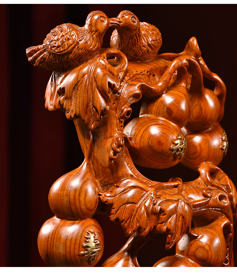细细木语木雕摆件葫芦实木头雕刻家居客厅办公司玄关店面装饰摆设工艺