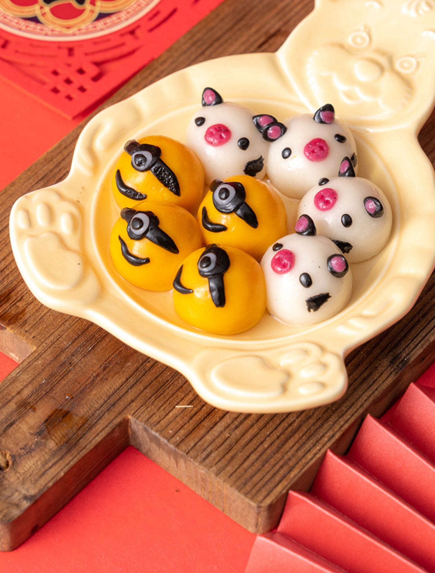 小老虎汤团爱稞老虎汤圆动物卡通汤圆虎年水煮元宵儿童黑芝麻两盒虎虎