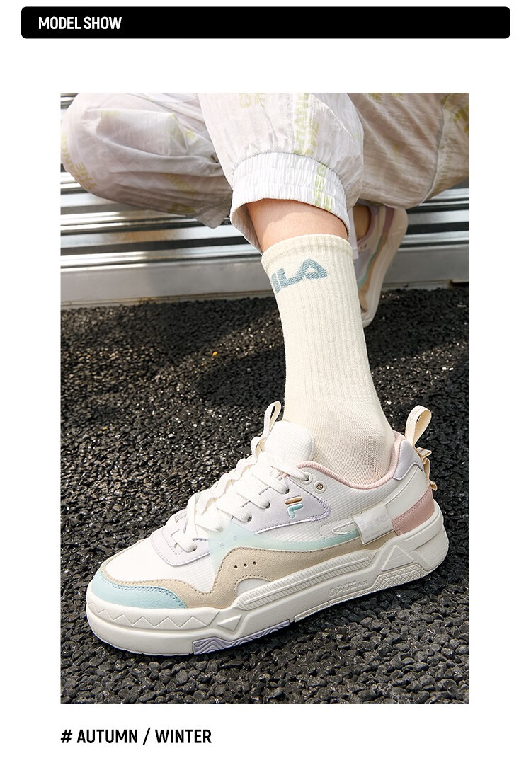 filafusion斐乐潮牌女鞋潮流板鞋2022夏新款低帮休闲滑板鞋bank初雪白