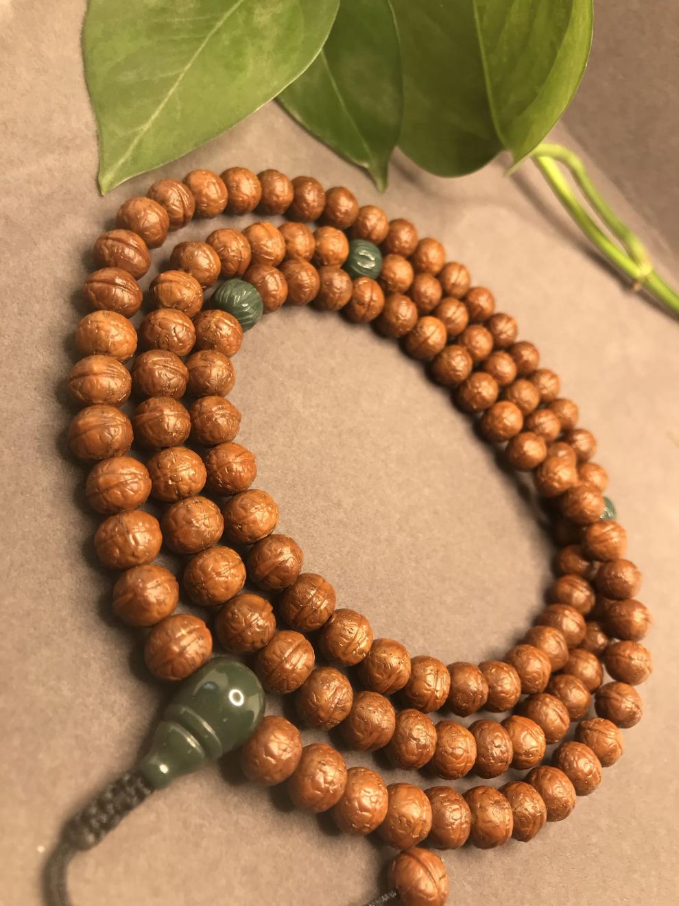 京选好货凤眼手串紫金鼠雕刻凤眼108颗脖挂项链尼泊尔凤眼手持菩提子