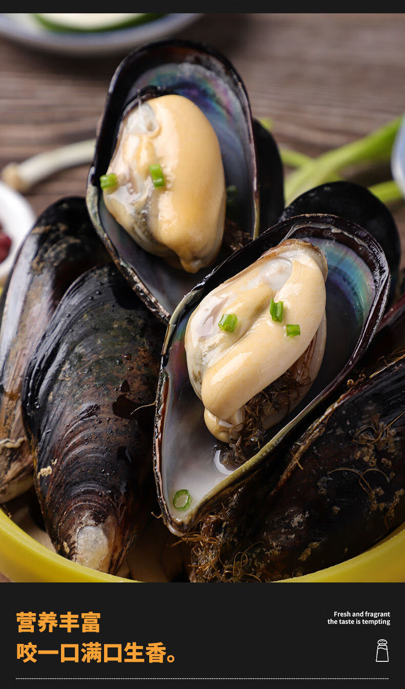 新鲜海虹贻贝青口贝当季鲜活淡菜海鲜水产贝类冷链二三王牛带箱5斤