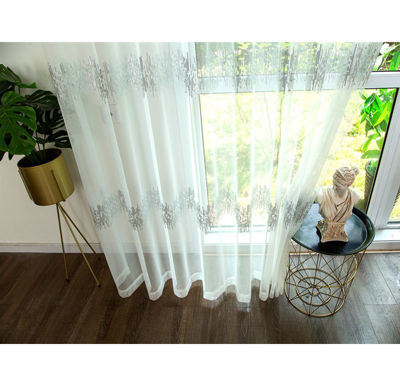 欧缇姿网红简约珍珠窗纱纱帘卧室窗纱透光白纱阳台纱客厅飘窗遮光窗帘