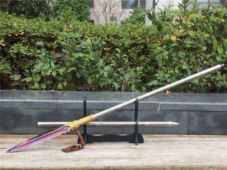 【轻奢高端】红缨枪花纹钢刀剑霸王枪一体枪头长矛古代赵云枪剑未开刃