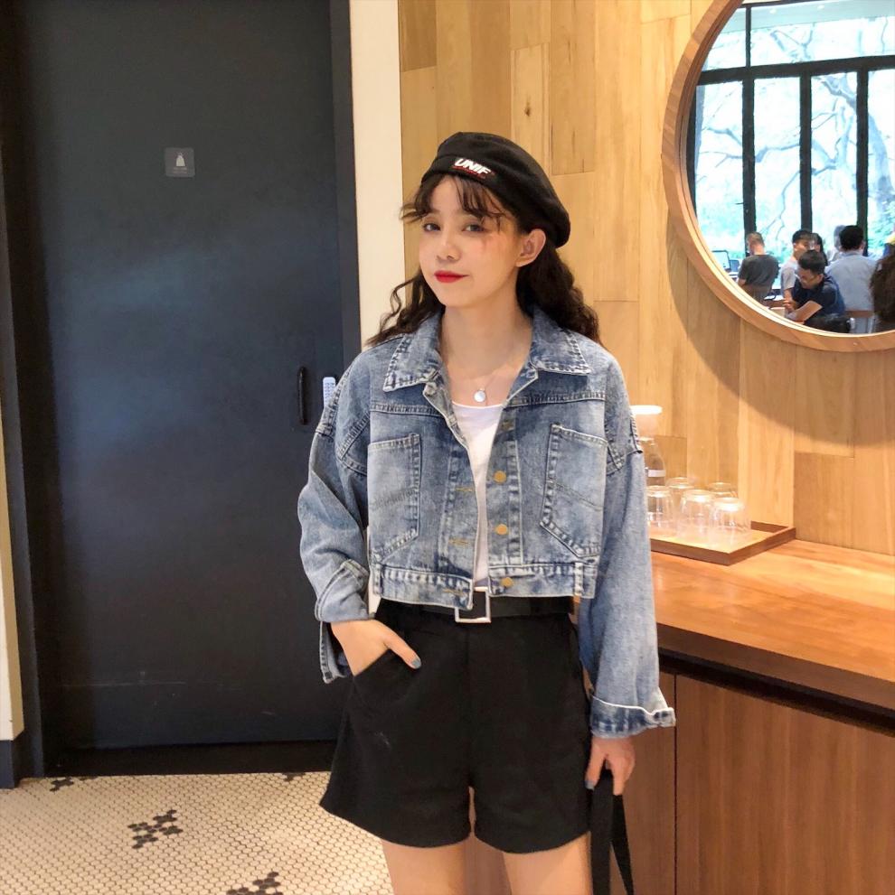 女生外套韩版春秋薄款牛仔外套女ins港风超短款牛仔外套女韩版宽松