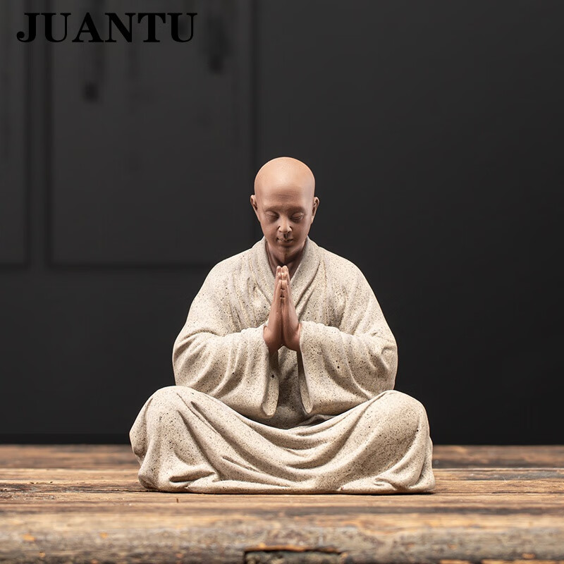 juantu微景观茶宠玄关茶桌陶瓷小和尚沙弥鱼缸家居装饰