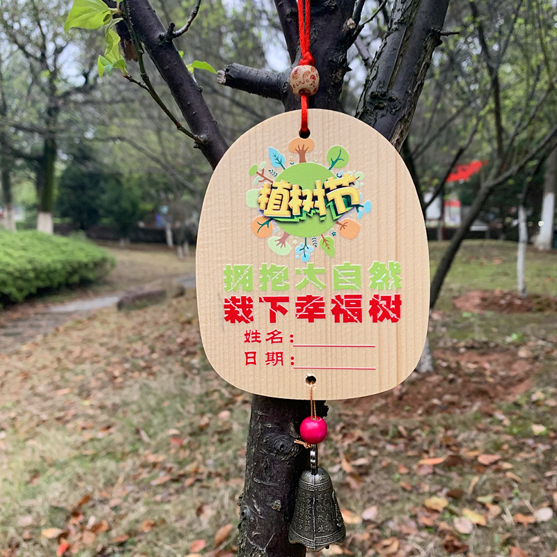 索拉图植树节挂牌装饰木片手工diy幼儿园小学活动吊卡许愿树小木牌