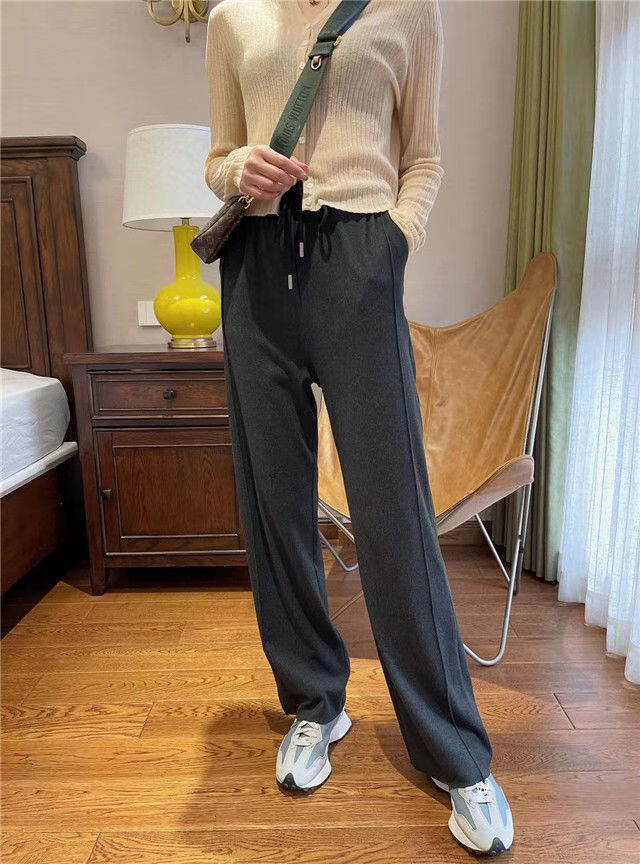 春季休闲卫裤女阔腿裤女高腰垂坠感拖地裤春秋新款夏季薄款宽松显瘦