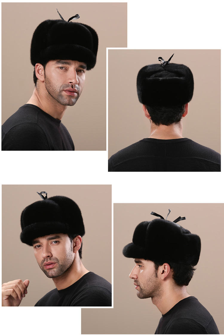 貂皮帽子男士整貂中老年保暖皮草帽子冬季水貂毛青年帽东北棉深咖啡色