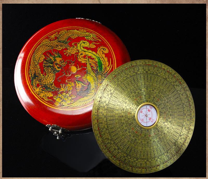 寸高精度圆形仿古纯铜面三元三合综合盘罗经仪 5寸圆形仿古罗盘【图片