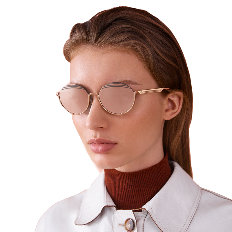 bvlgari宝格丽女士太阳眼镜半框椭圆形金属镜框b.