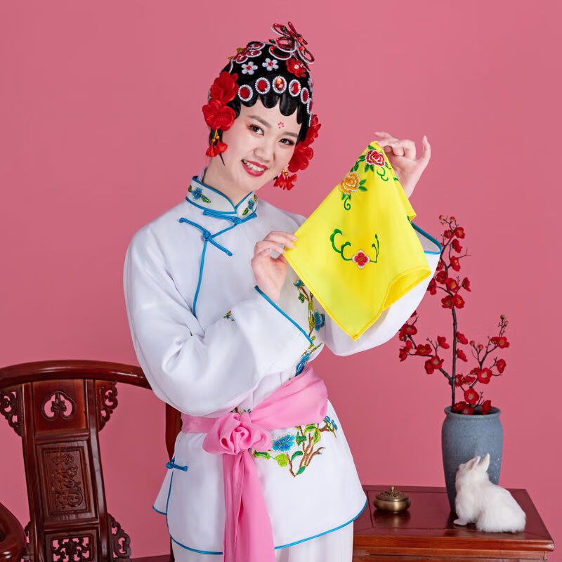 戏曲花旦头套戏曲戏剧手帕绣花花旦小姐手绢京剧豫剧越剧丫鬟手绢表演