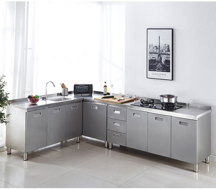 厨房灶台整体不锈钢橱柜橱柜柜橱柜一体柜组合家用储物柜碗柜简易橱柜